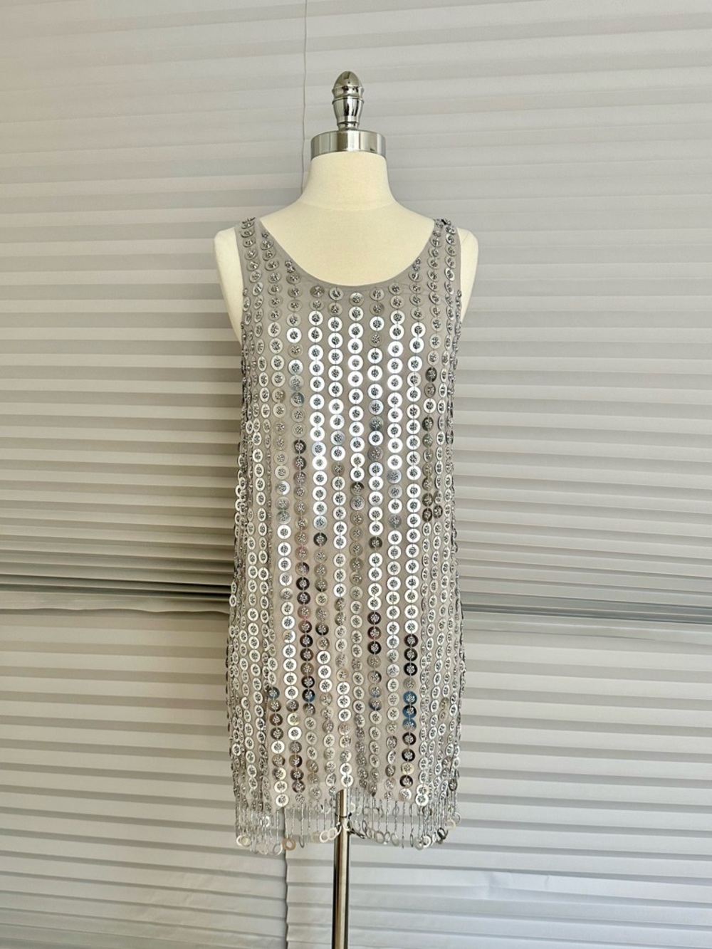 French Connection Silver Sequin Shift Dress